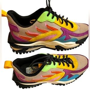 Vibrant Purple and Yellow Sneakers with Chunky Soles